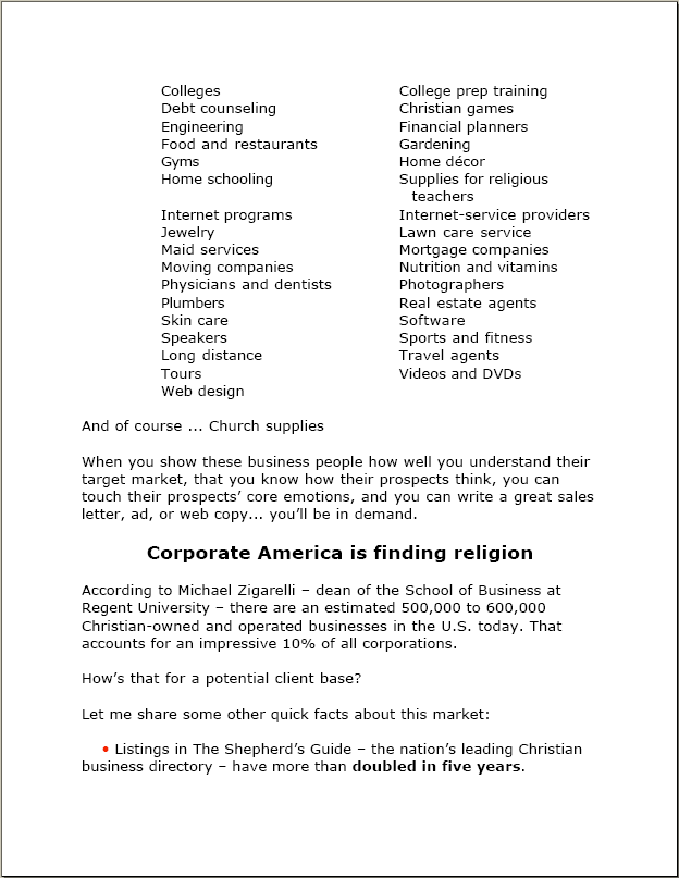 Sales Letter - Writing for Christian Market Page 3
