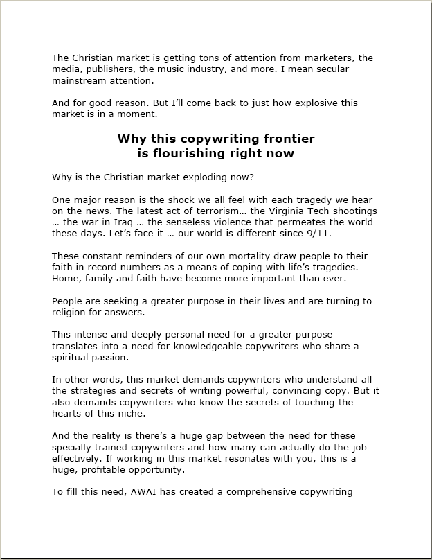 Sales Letter - Writing for Christian Market Page 5