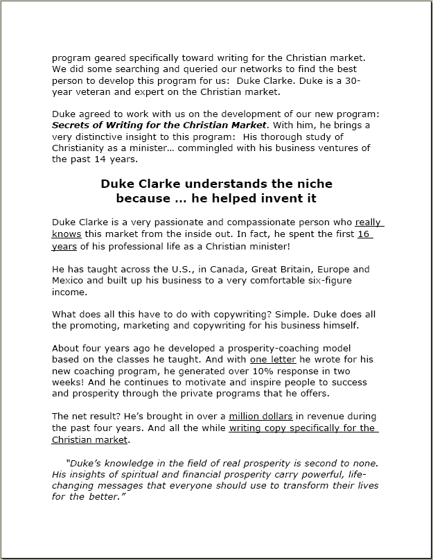Sales Letter - Writing for Christian Market Page 6
