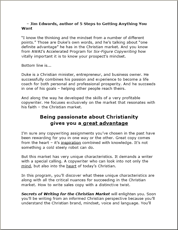 Sales Letter - Writing for Christian Market Page 7