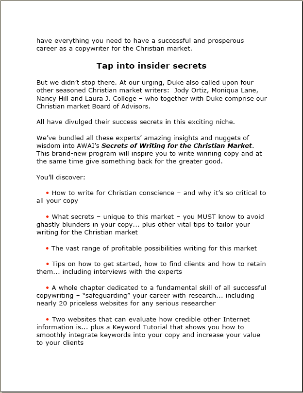 Sales Letter - Writing for Christian Market Page 8