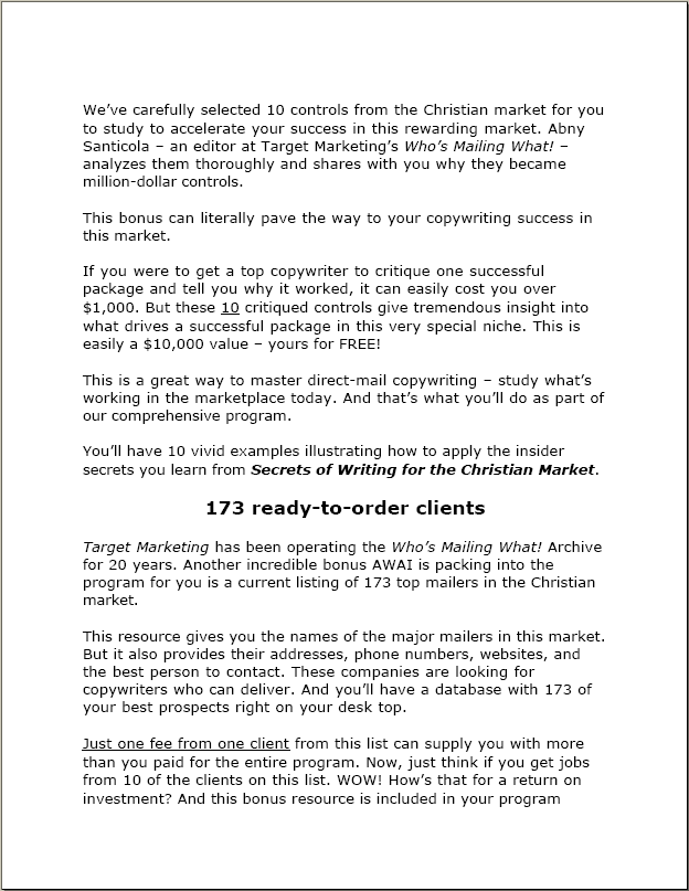 Sales Letter - Writing for Christian Market Page 12