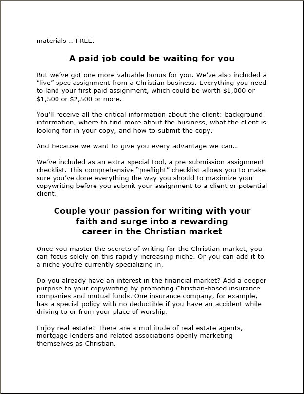 Sales Letter - Writing for Christian Market Page 13