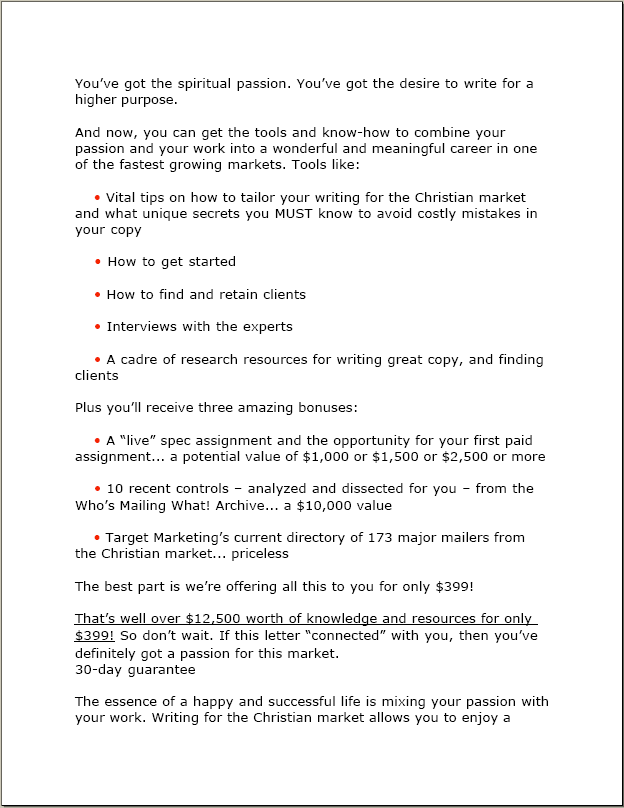 Sales Letter - Writing for Christian Market Page 16