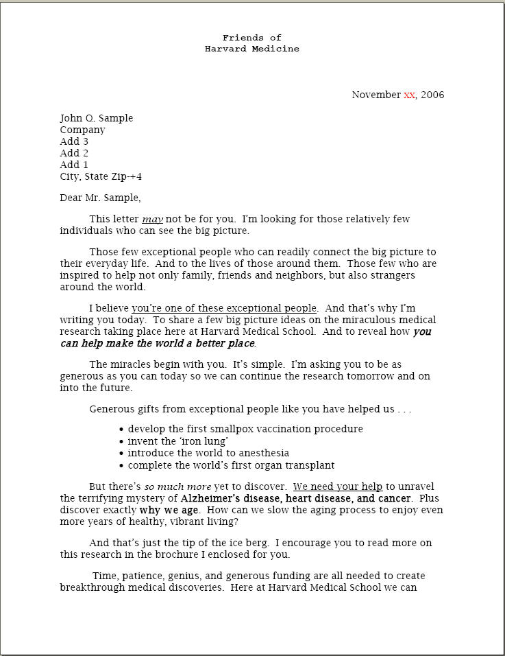 Acquisition Letter - Harvard Medical Page 1