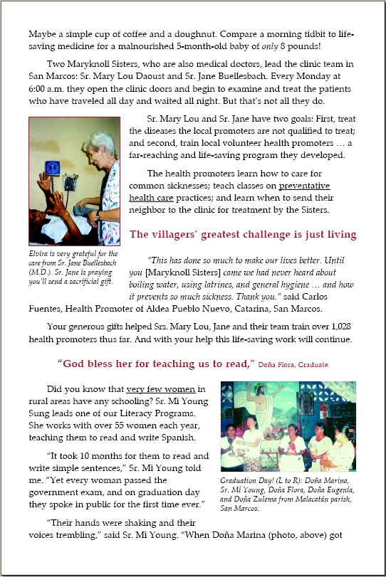 Appeal Letter - Maryknoll Sisters Page 2