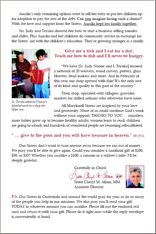 Appeal Letter - Maryknoll Sisters Page 4