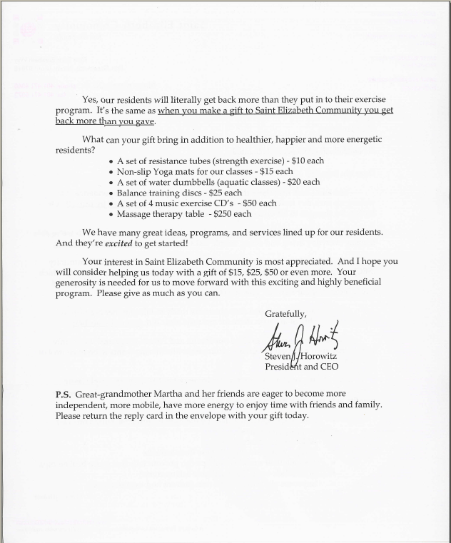 Special Appeal Letter - St. Elizabeth Community Page 2